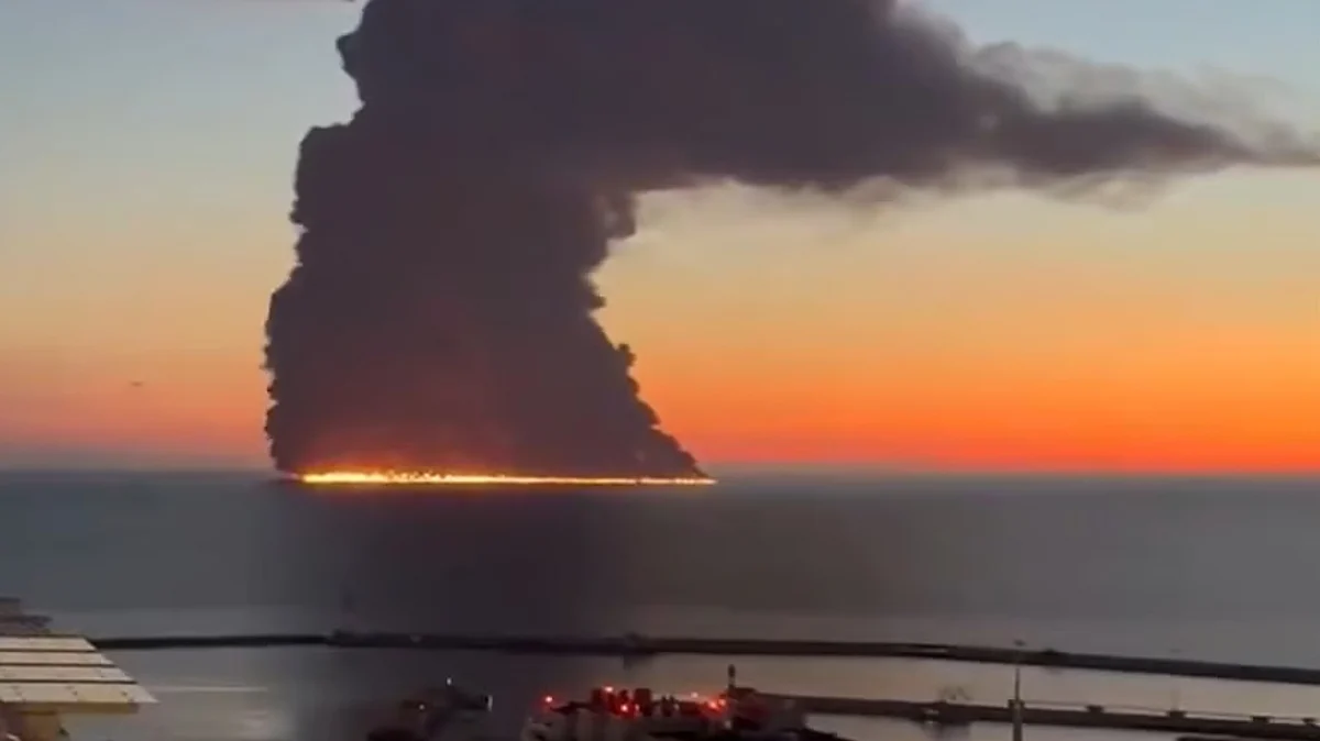 Oil Tanker Catches Fire